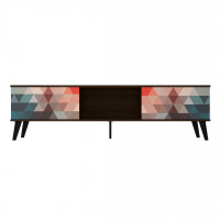 Manhattan Comfort 176AMC213 Doyers 70.87 Mid-Century Modern TV Stand in Multi Color Red and Blue